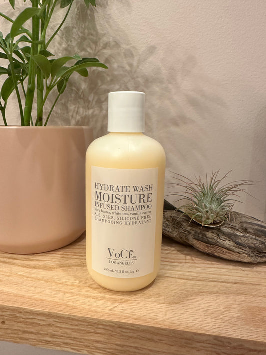 VoCÊ | Natural Hydrating Shampoo for Dry, Frizzy Hair | Moisture-Infused Vegan Shampoo for Normal to Thick Hair | Non-Toxic, Cruelty-Free with Shea Butter, White Tea, Vanilla Cactus (8.5 oz | 250 ml)