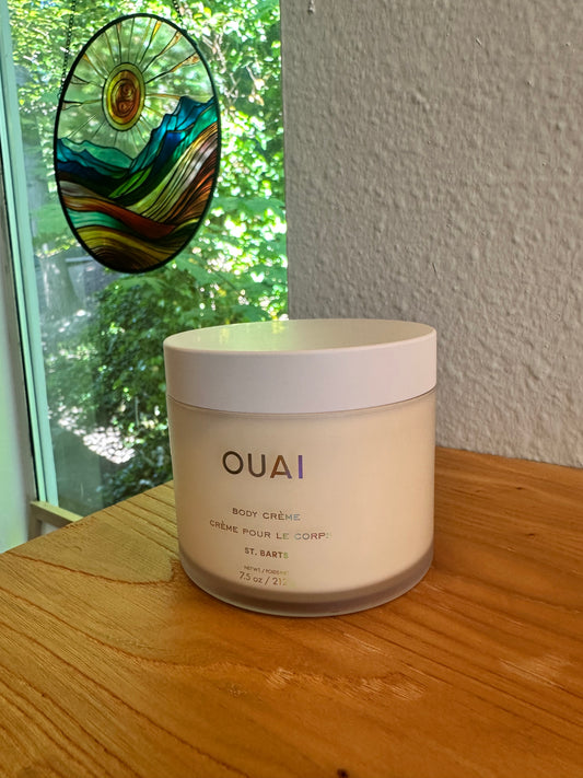 OUAI Body Crème St. Barts with this scent that has notes of Dragonfruit, Orange Blossom, Tuberose and Baltic Amber.