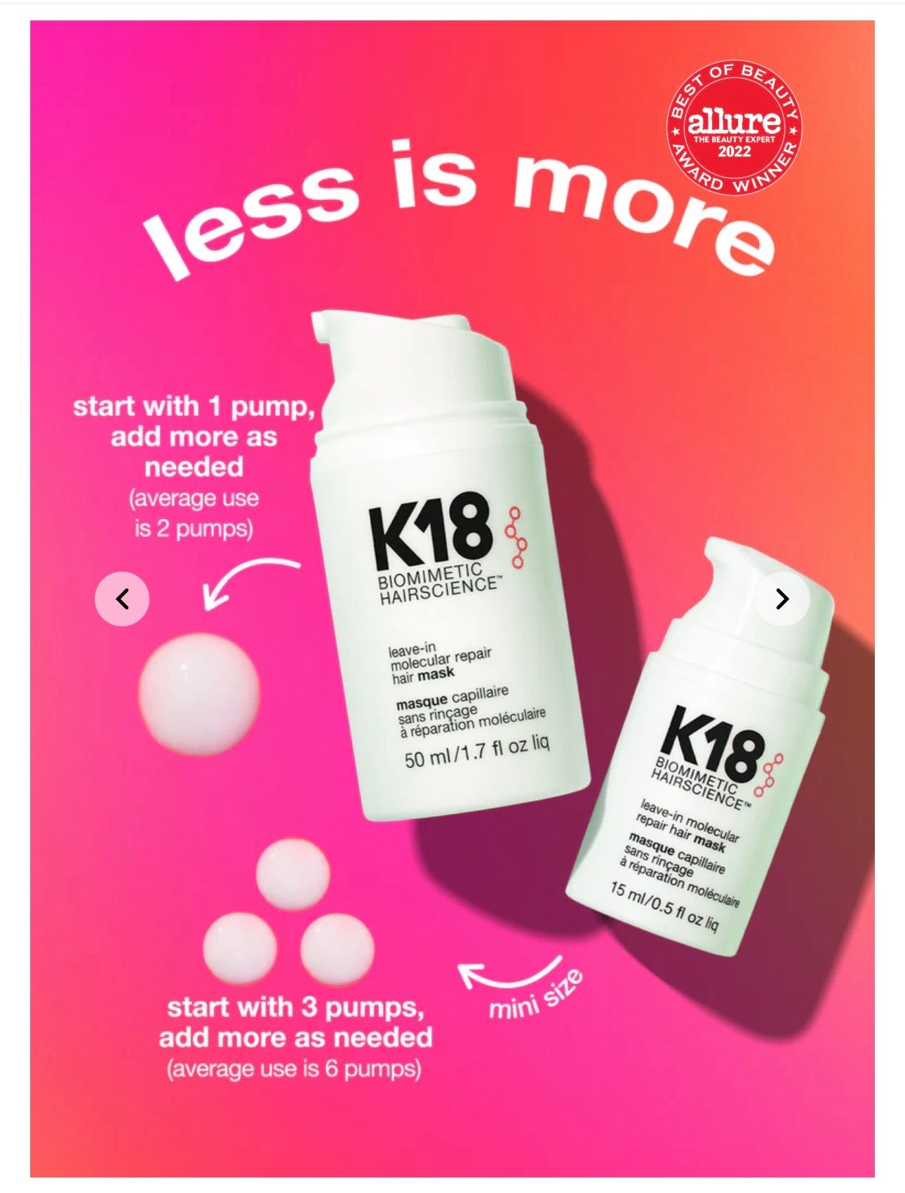 K18 leave in molecular repair mask